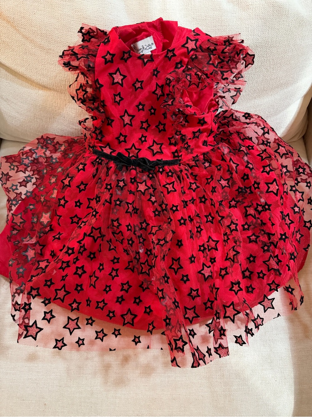Nordstrom Red Star-Print Layered Tulle Dress